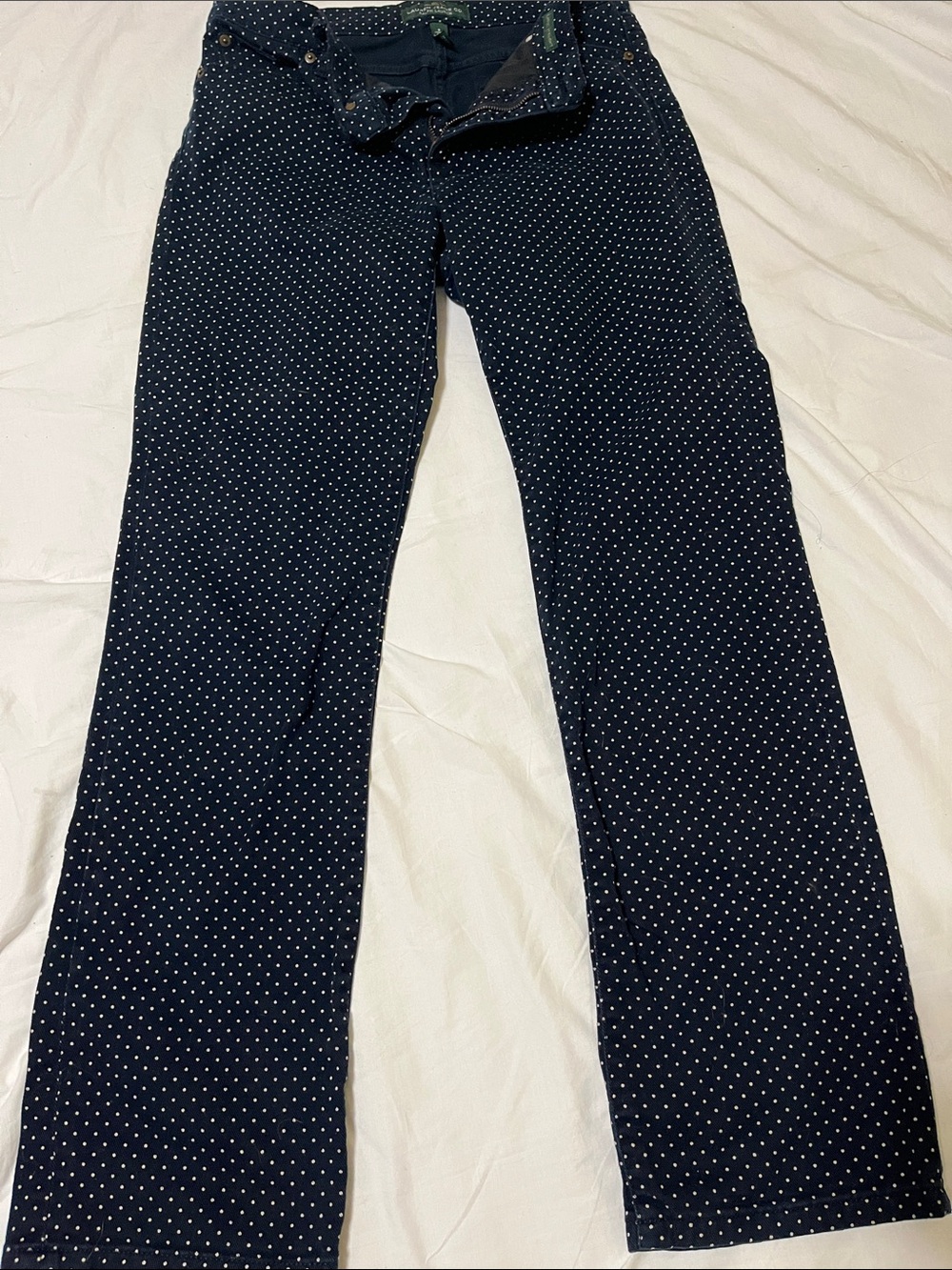 Ralph Lauren Navy Polka Dot Straight Leg Pants